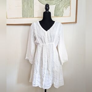 Valentina Naldi White Mini Linen Dress Made in Italy Women's Size Large